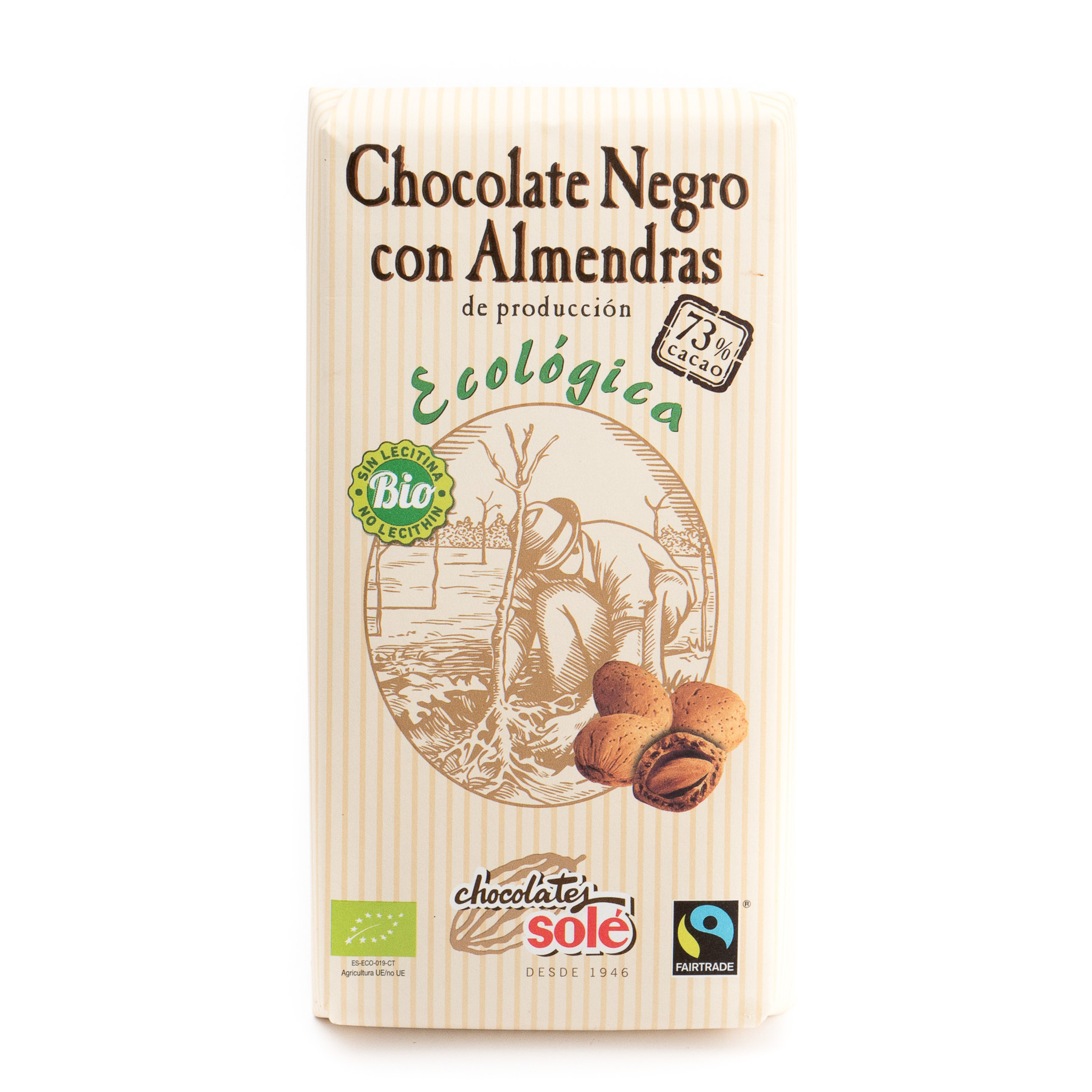 Chocolate negro 73% con almendras ecológico